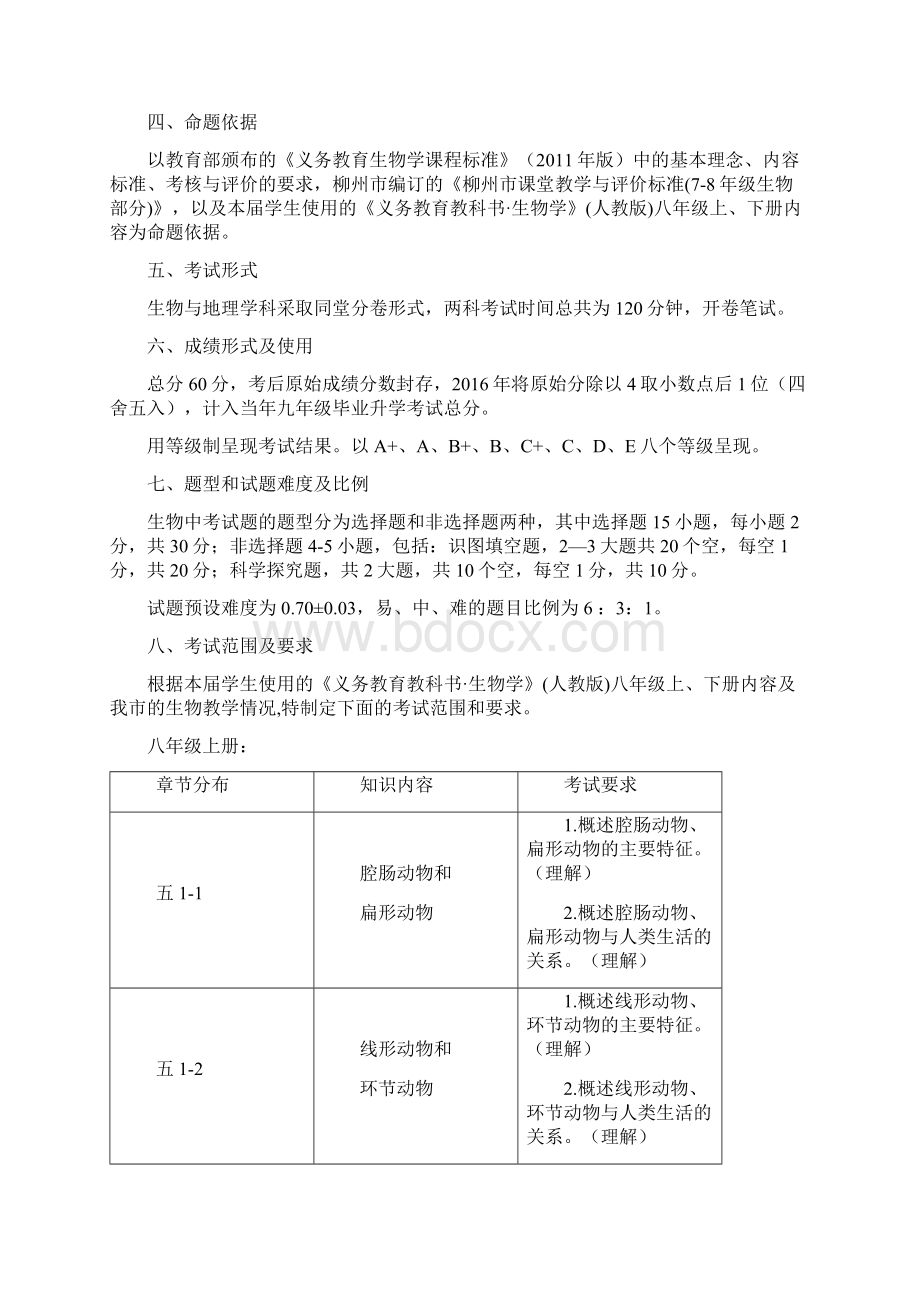 柳州市初中毕业升学考试生物学科说明.docx_第2页