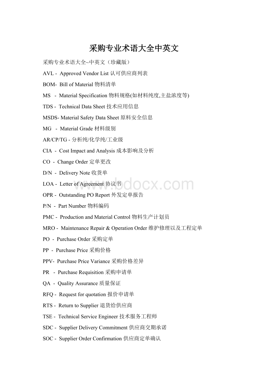 采购专业术语大全中英文Word文件下载.docx