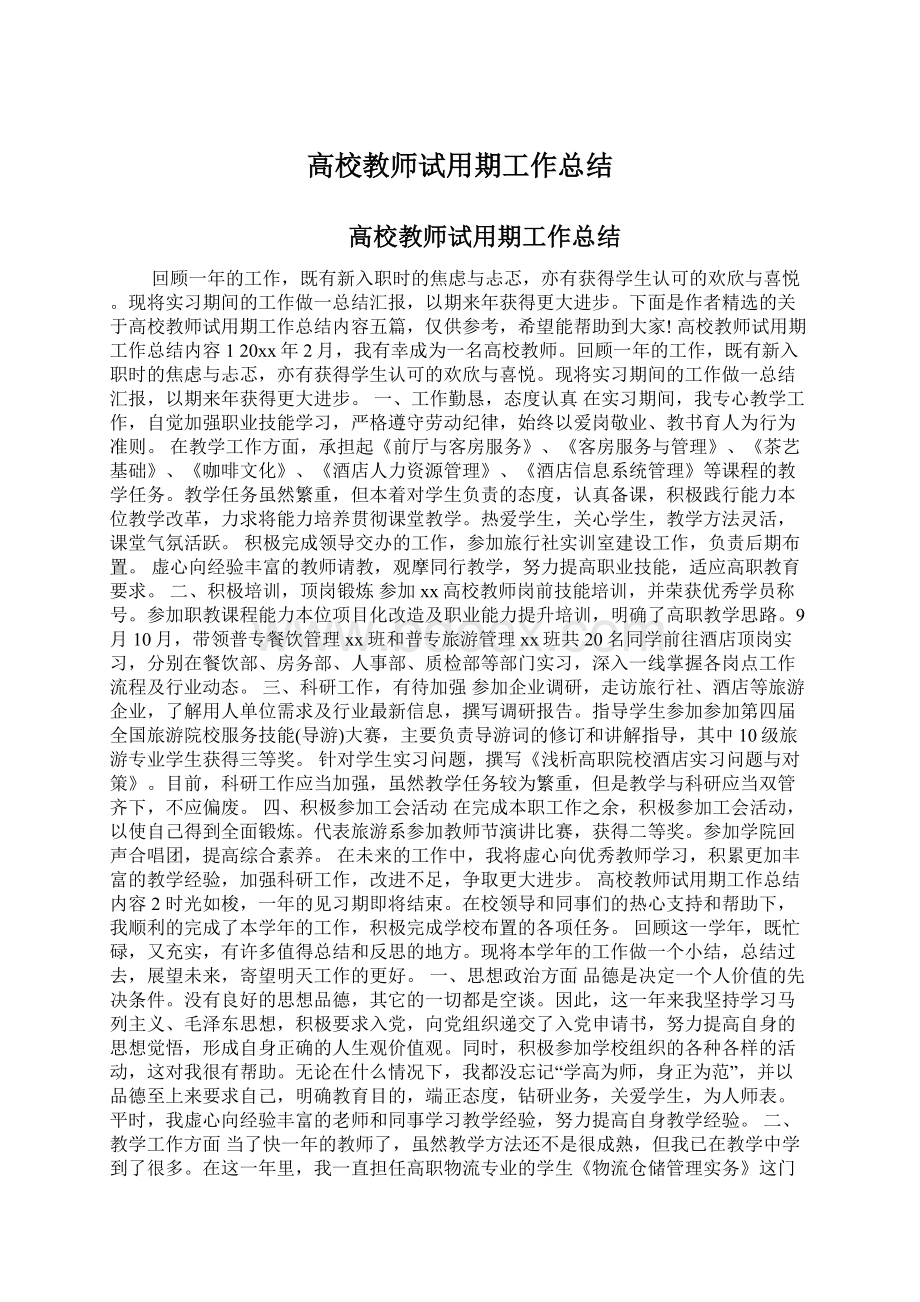 高校教师试用期工作总结.docx