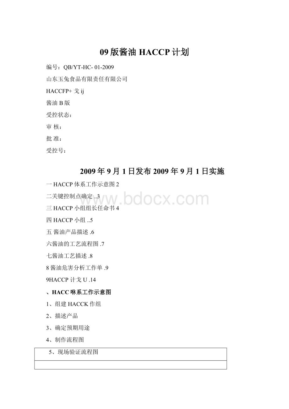 09版酱油HACCP计划Word格式.docx