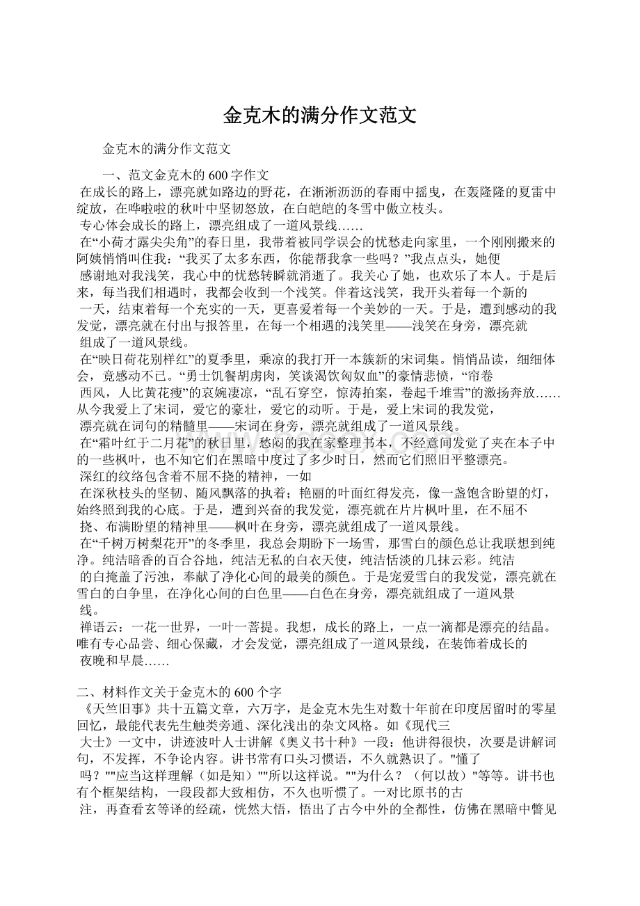 金克木的满分作文范文Word格式.docx