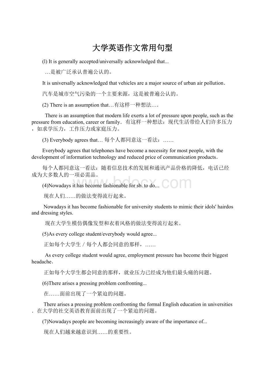 大学英语作文常用句型.docx