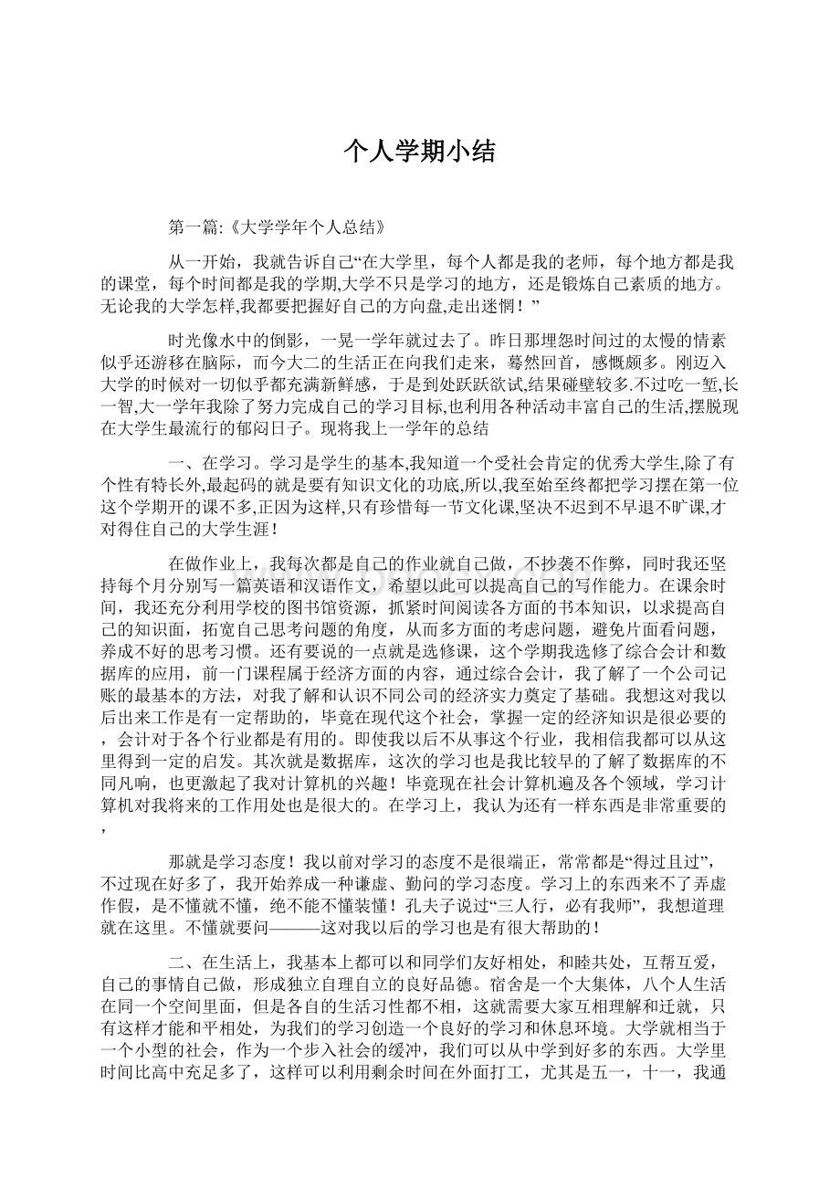 个人学期小结Word文件下载.docx