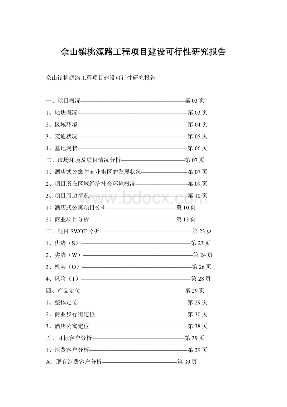 佘山镇桃源路工程项目建设可行性研究报告Word文档格式.docx