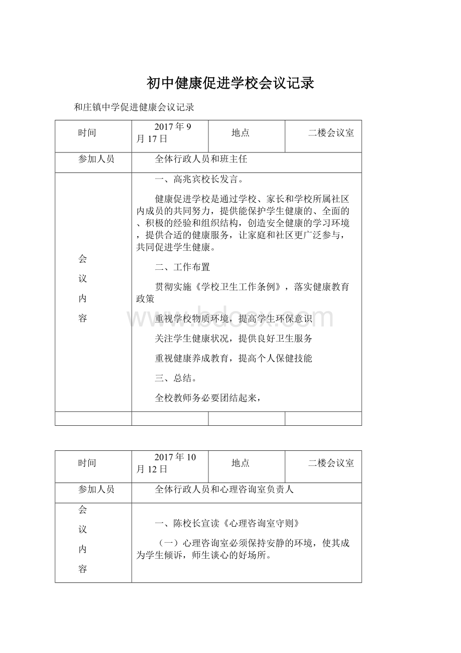 初中健康促进学校会议记录.docx_第1页