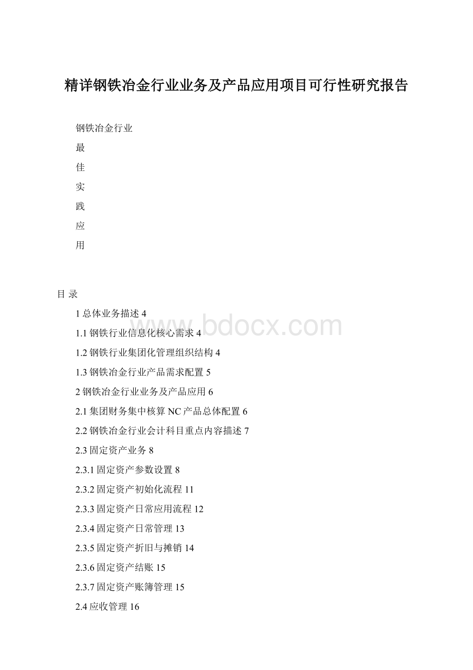 精详钢铁冶金行业业务及产品应用项目可行性研究报告.docx_第1页