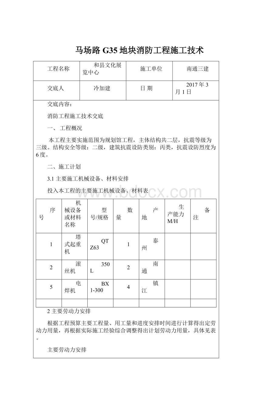 马场路G35地块消防工程施工技术Word文档格式.docx_第1页