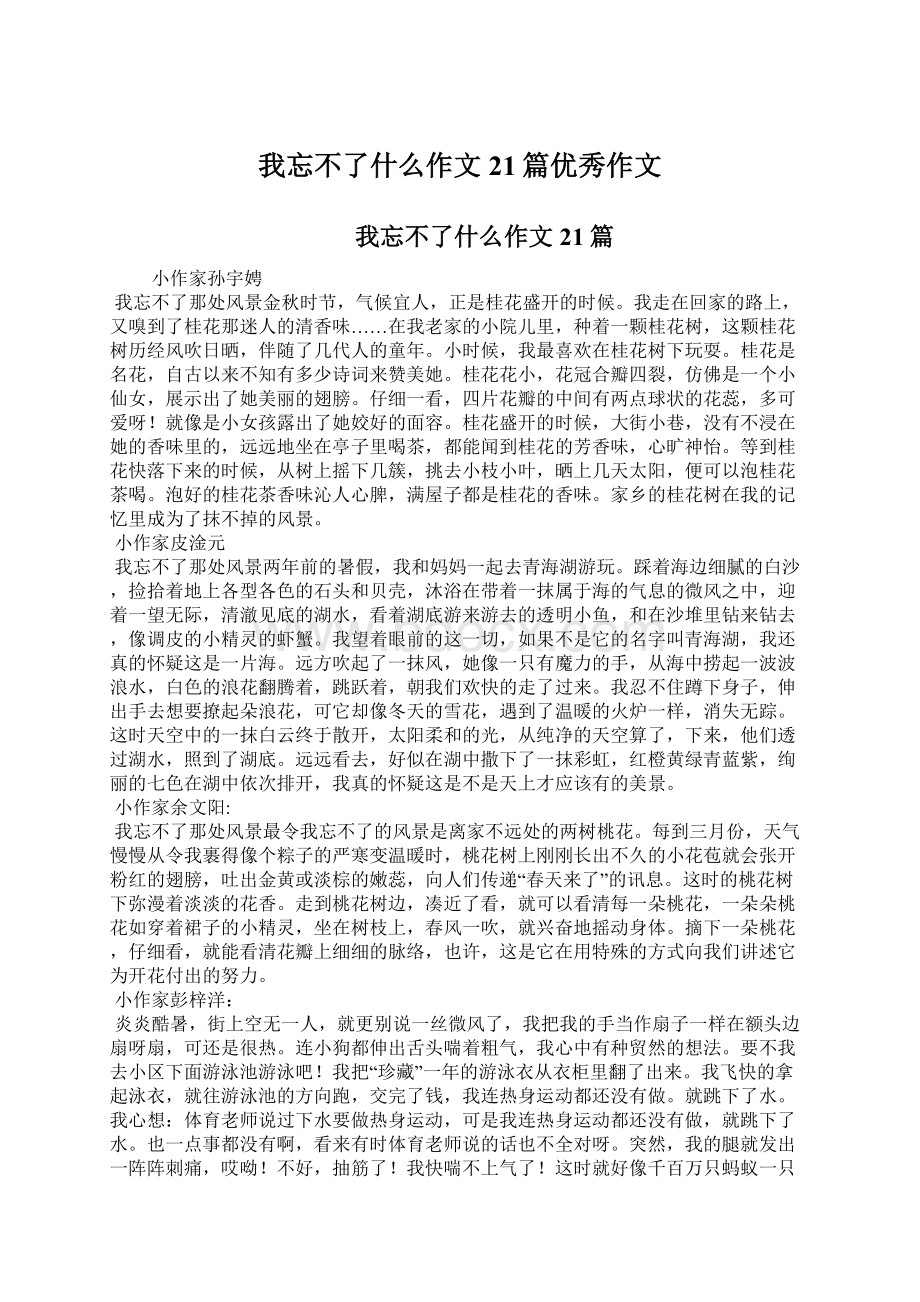 我忘不了什么作文21篇优秀作文.docx