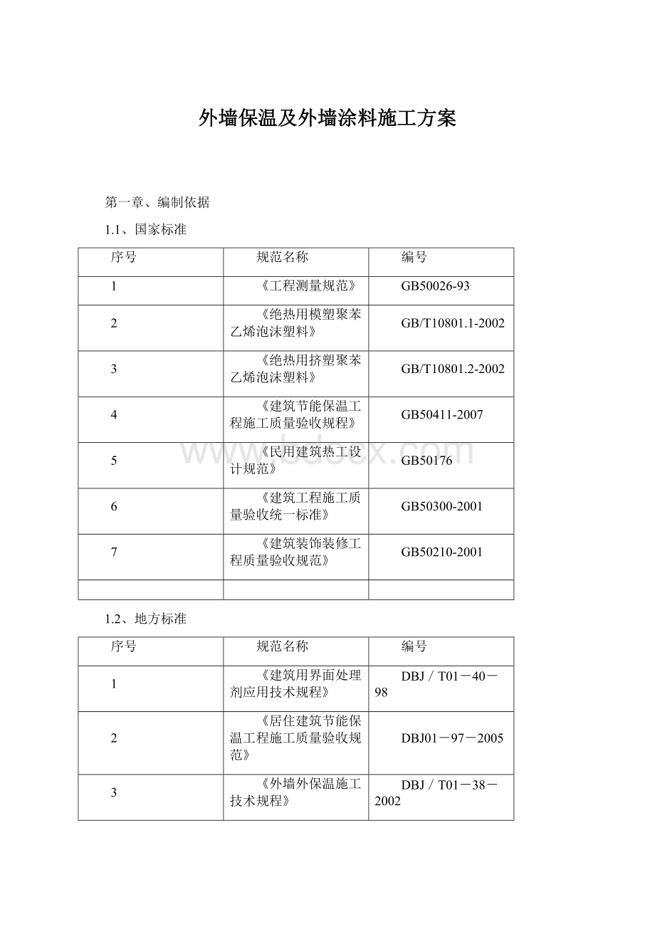 外墙保温及外墙涂料施工方案.docx_第1页