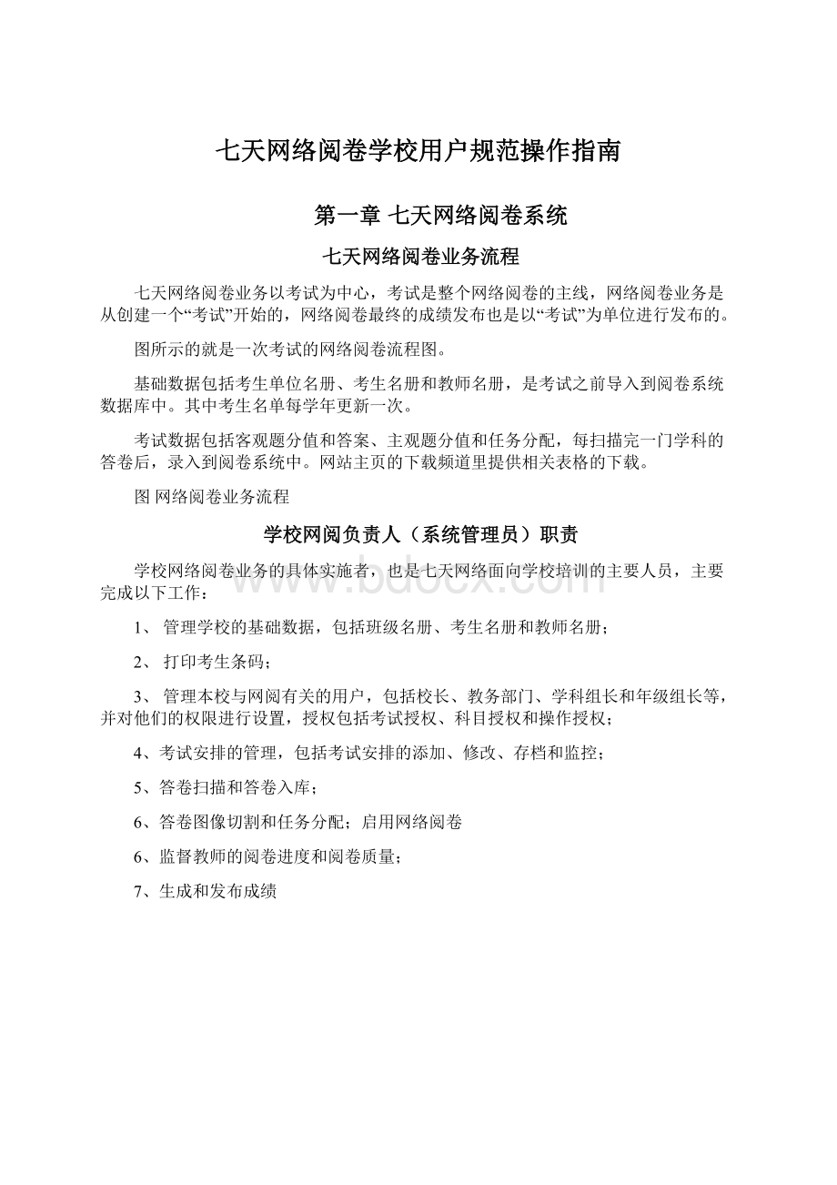 七天网络阅卷学校用户规范操作指南Word下载.docx