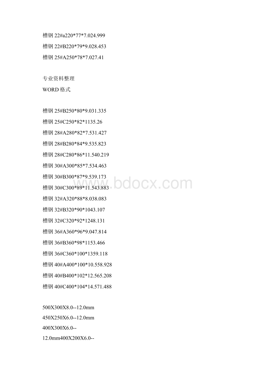 槽钢矩形管方管规与载荷计算docWord文档格式.docx_第2页