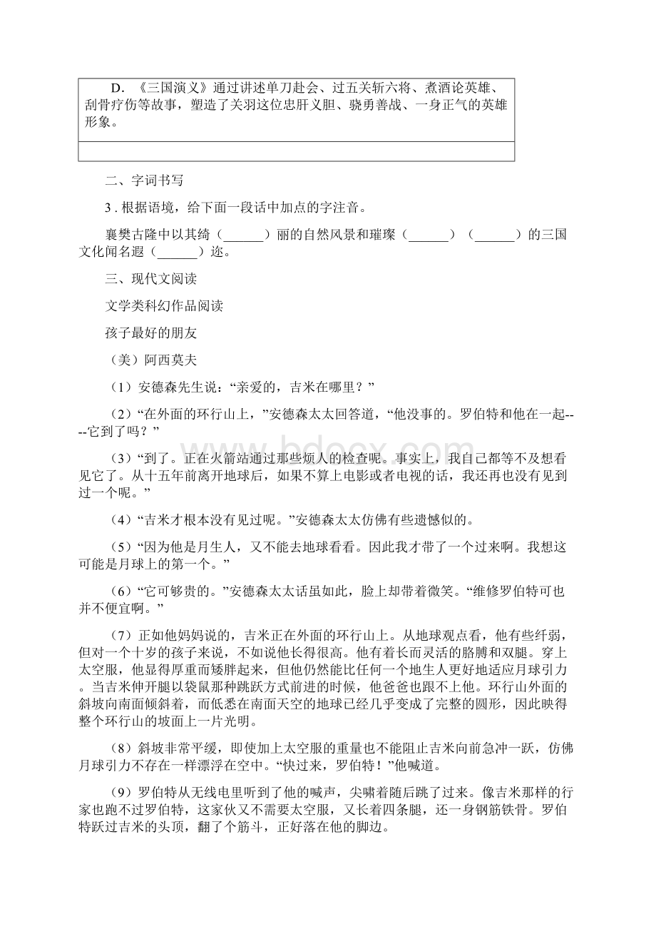 人教版中考适应性考试语文试题D卷.docx_第2页