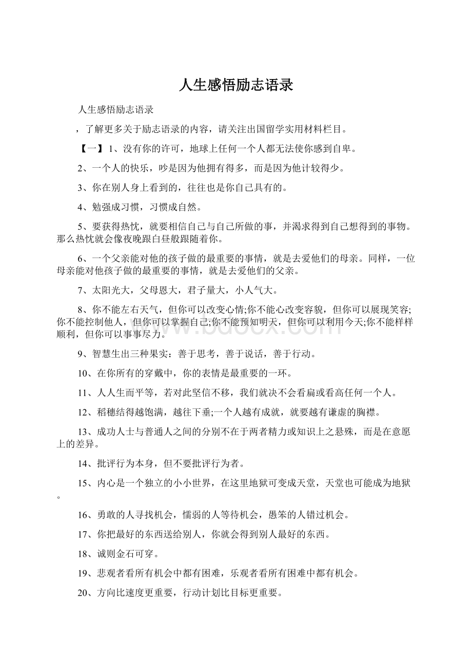 人生感悟励志语录.docx_第1页