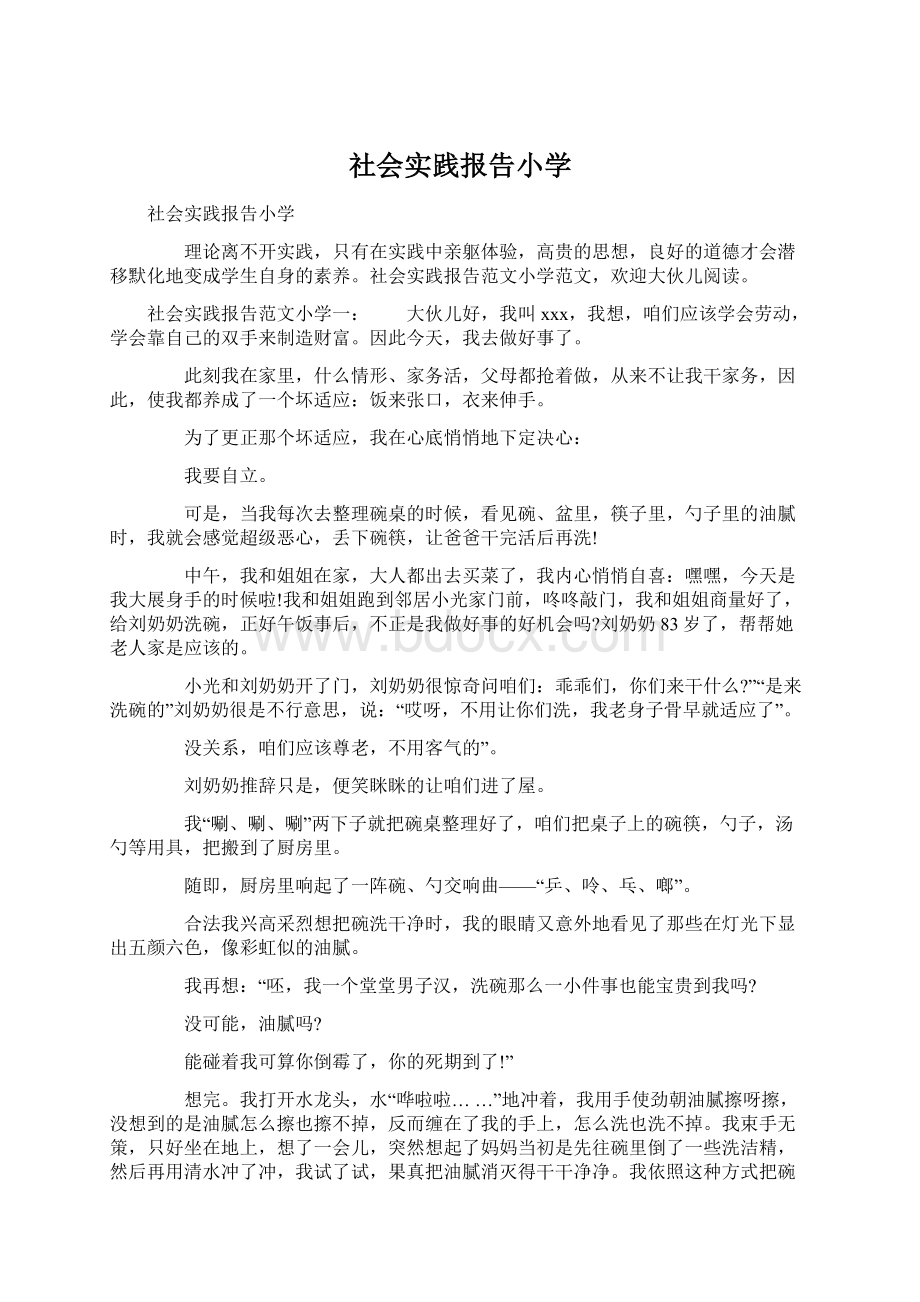 社会实践报告小学.docx