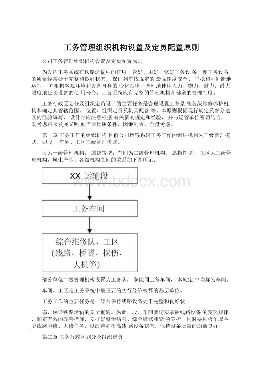 工务管理组织机构设置及定员配置原则.docx_第1页