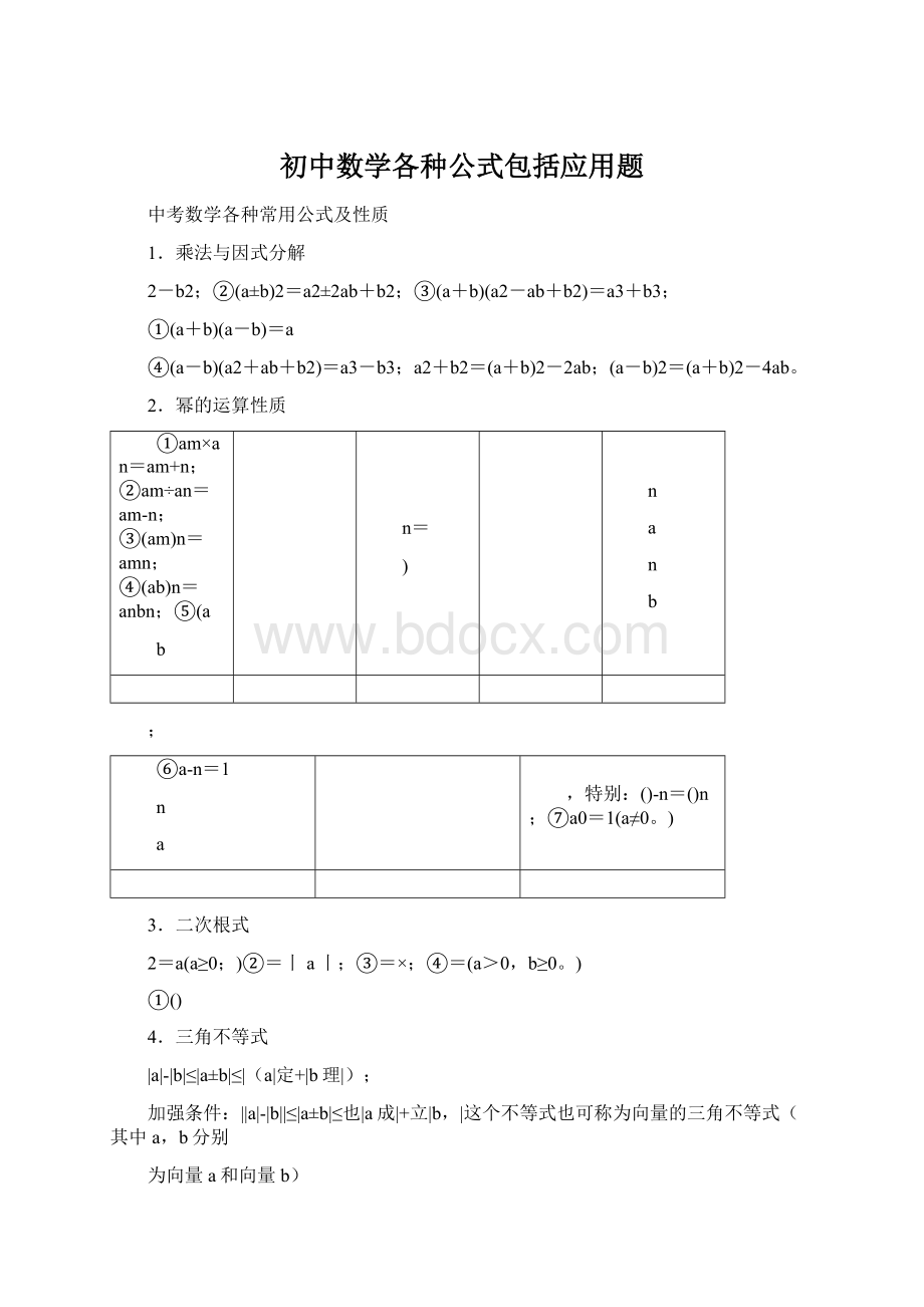 初中数学各种公式包括应用题Word文档格式.docx