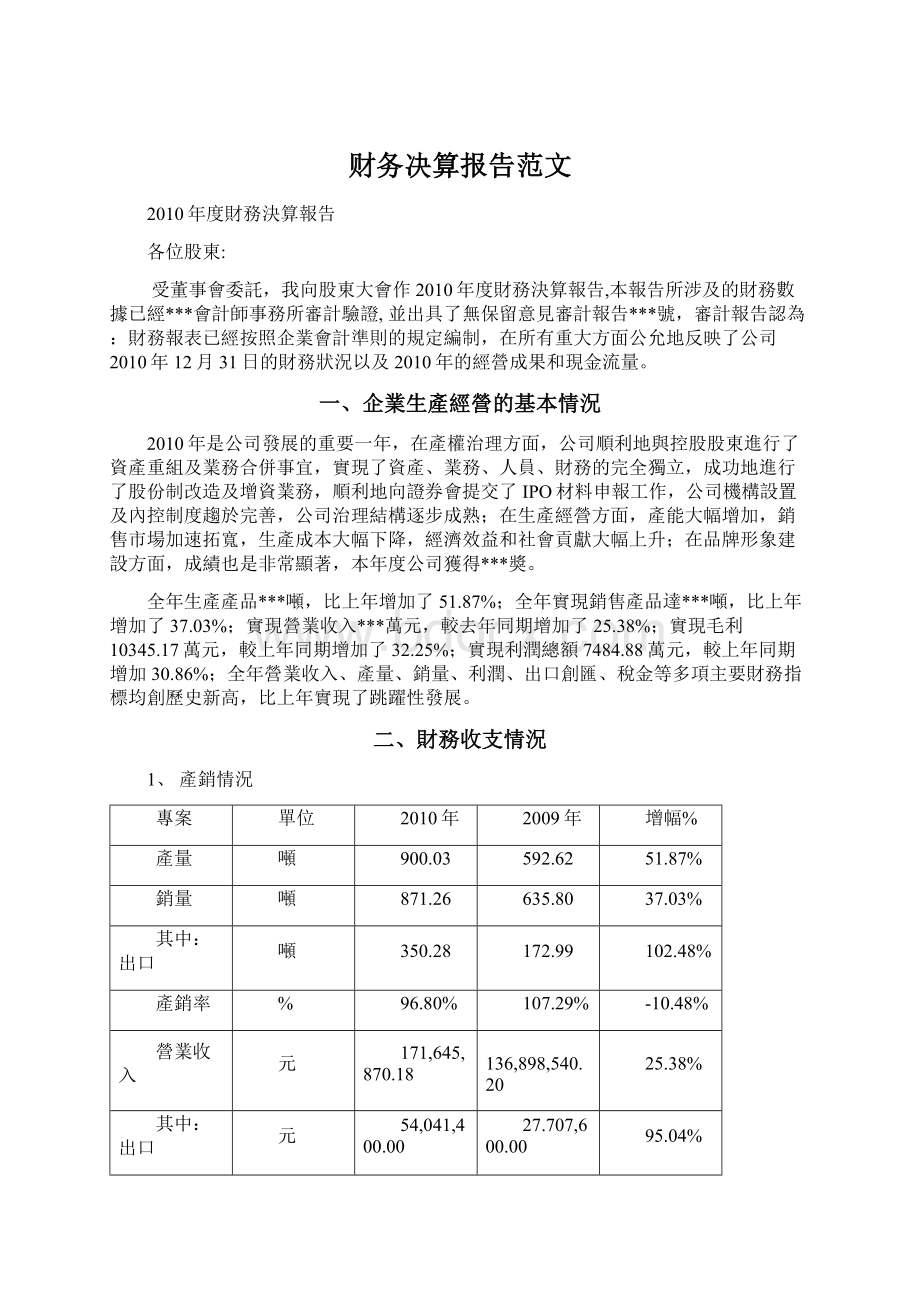 财务决算报告范文Word文档下载推荐.docx_第1页