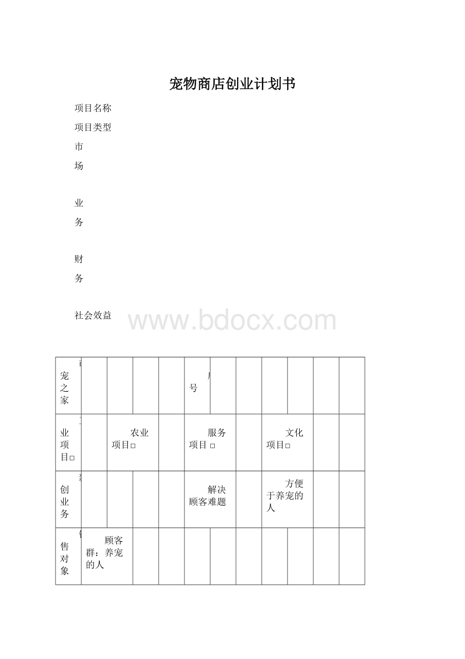 宠物商店创业计划书.docx_第1页