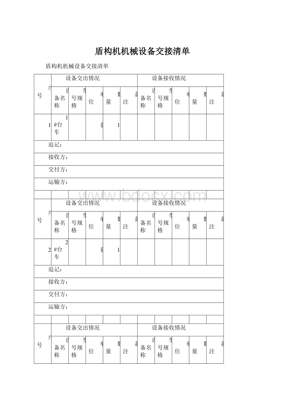 盾构机机械设备交接清单.docx_第1页