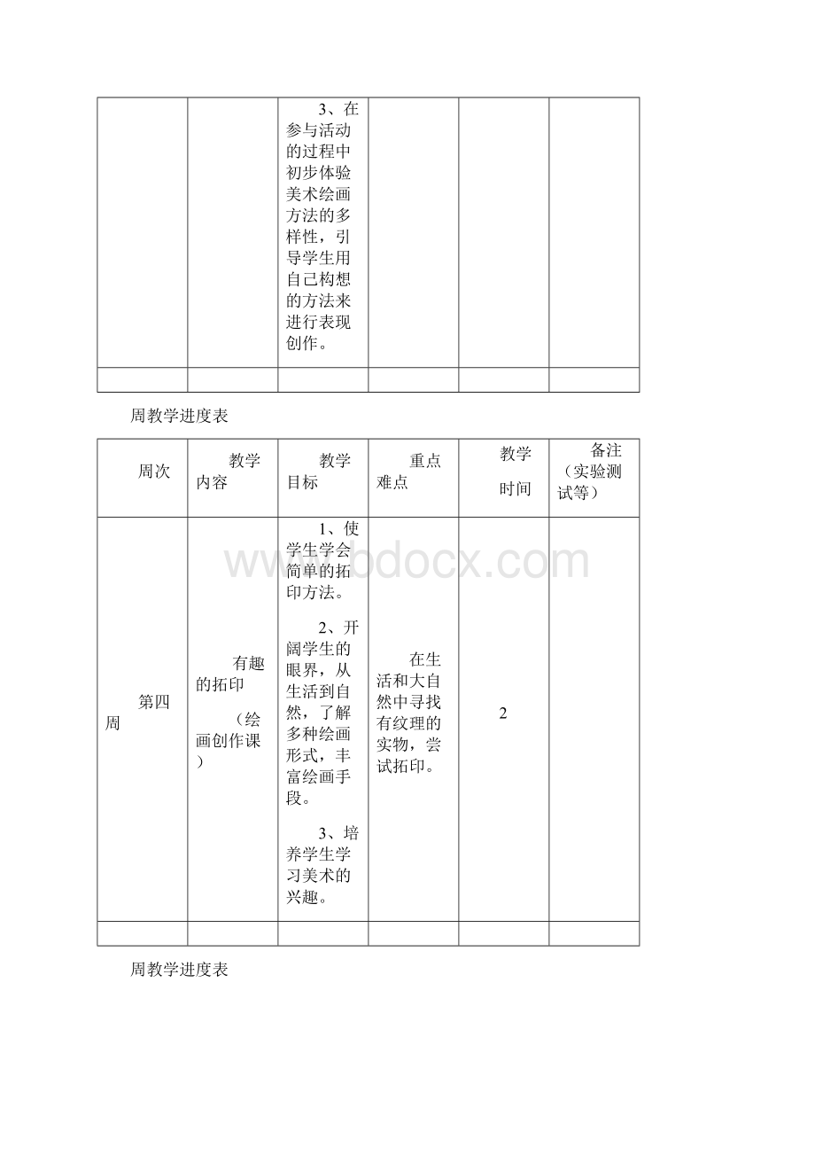 一年级美术上册计划进度表.docx_第3页