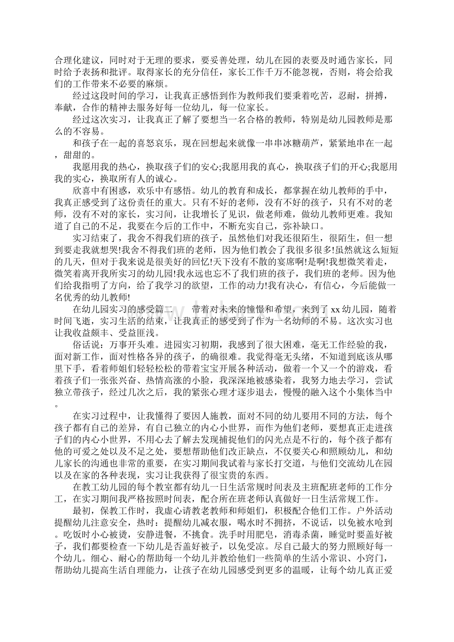 在幼儿园实习的感受幼师实习工作的体会文档格式.docx_第2页