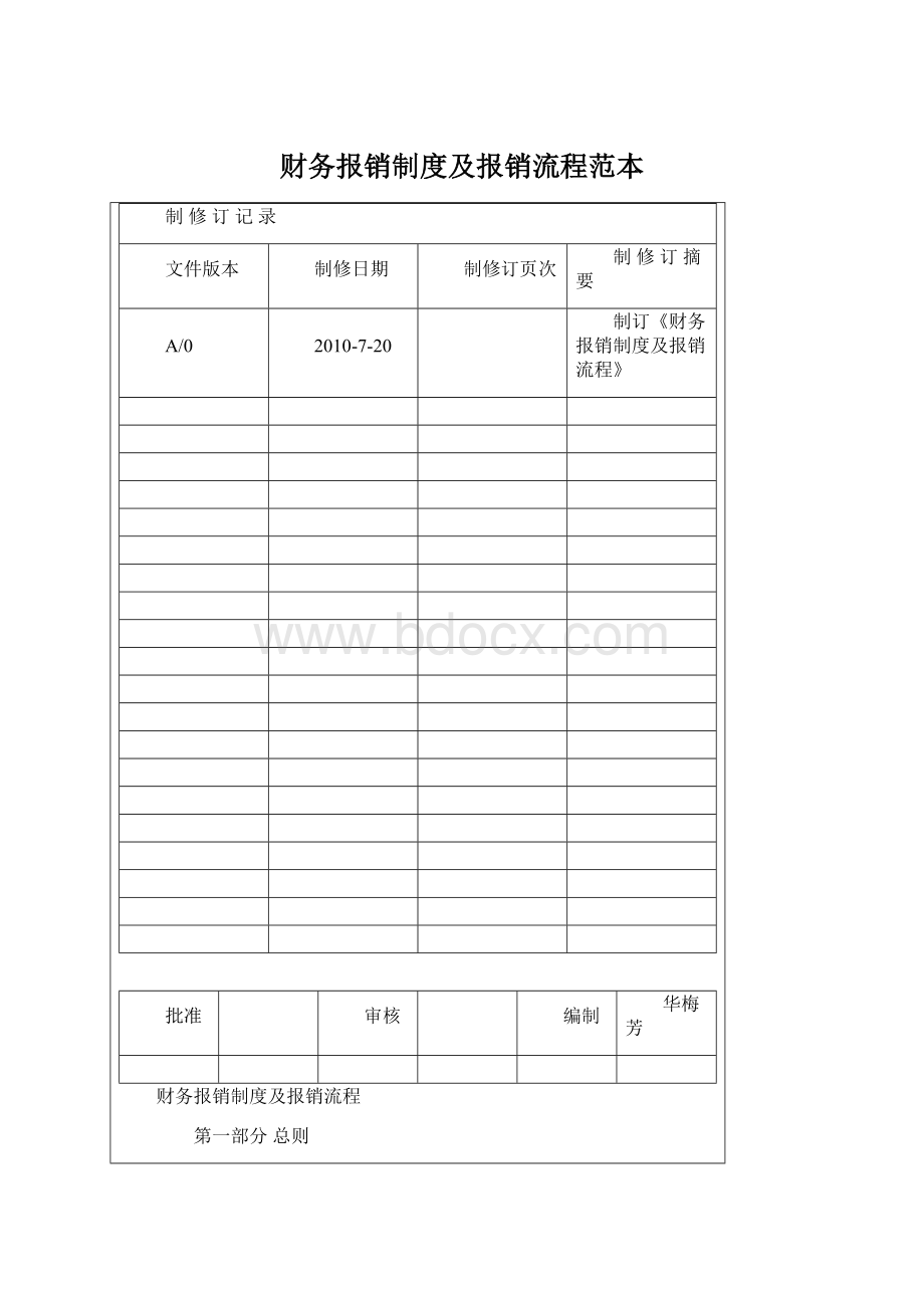 财务报销制度及报销流程范本Word格式.docx_第1页