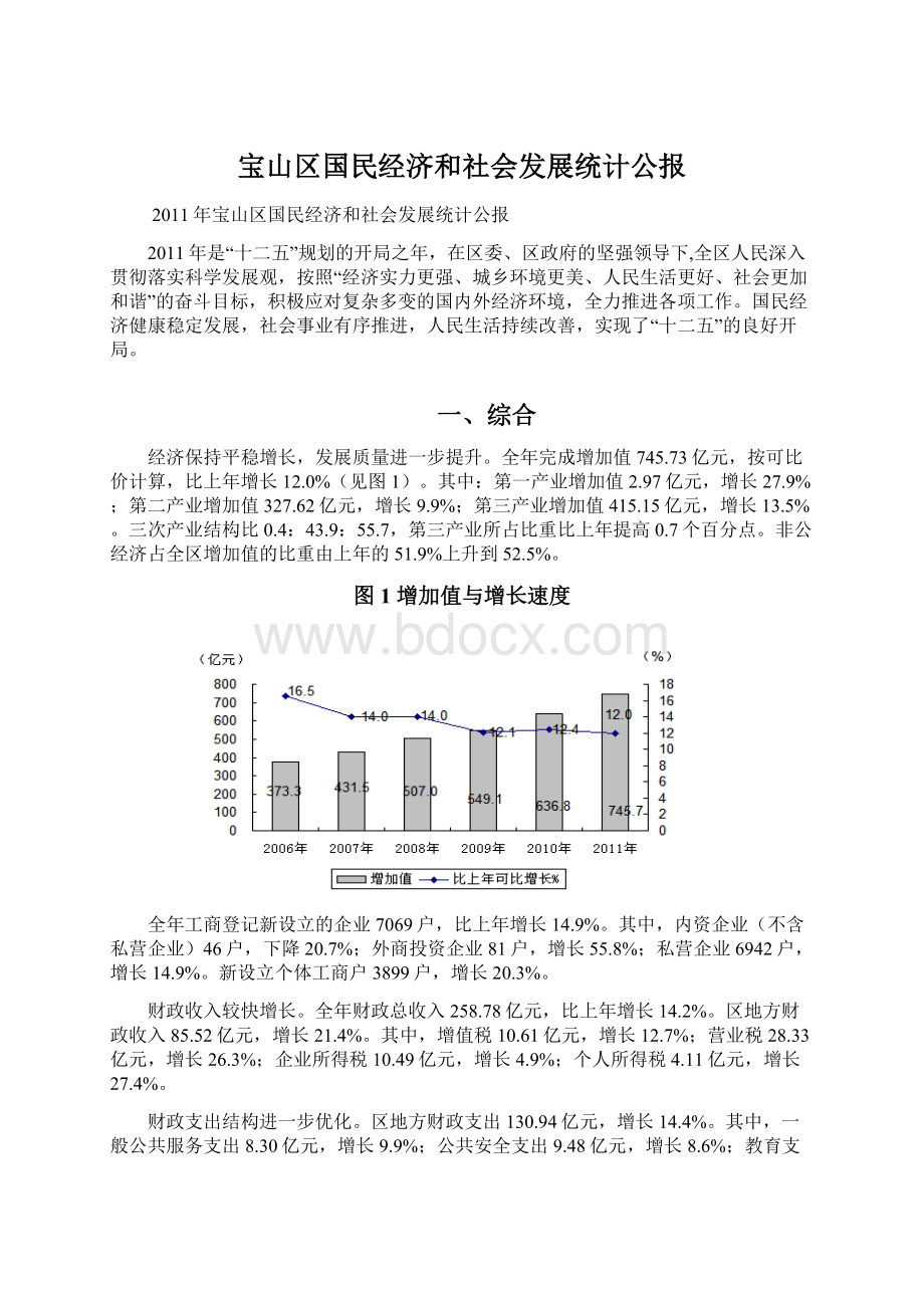 宝山区国民经济和社会发展统计公报Word下载.docx_第1页