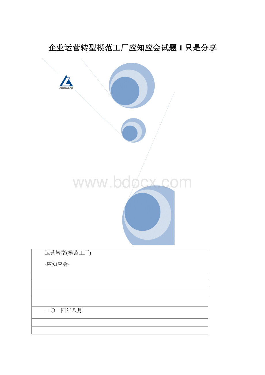 企业运营转型模范工厂应知应会试题1只是分享.docx_第1页