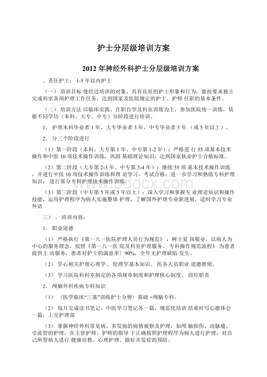 护士分层级培训方案.docx_第1页