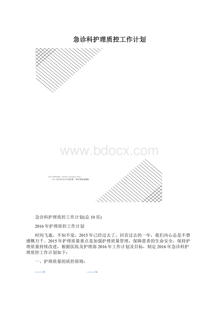 急诊科护理质控工作计划.docx_第1页