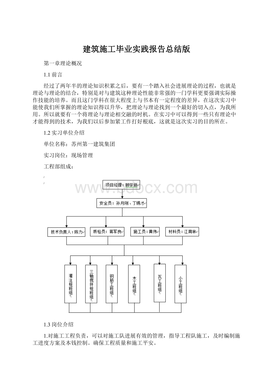 建筑施工毕业实践报告总结版.docx