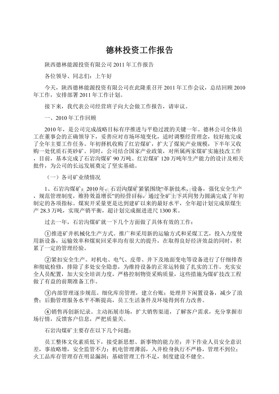 德林投资工作报告Word文档格式.docx