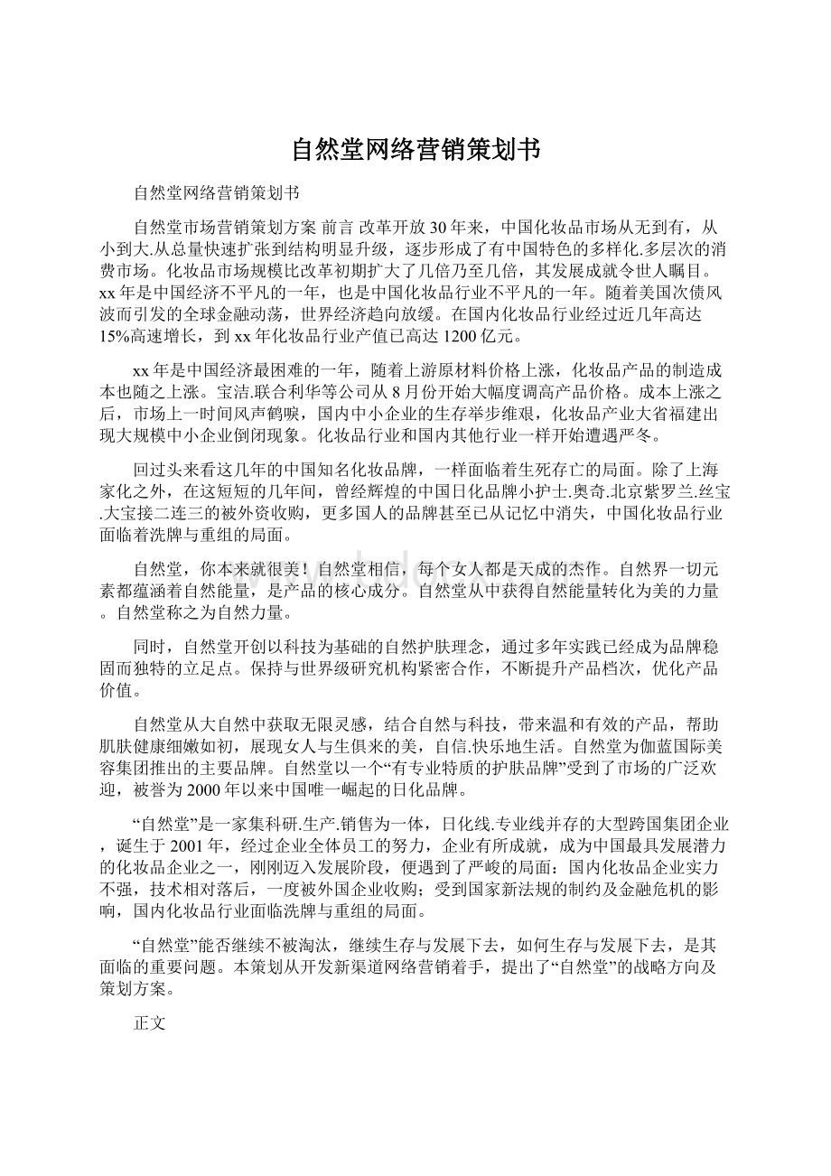 自然堂网络营销策划书.docx