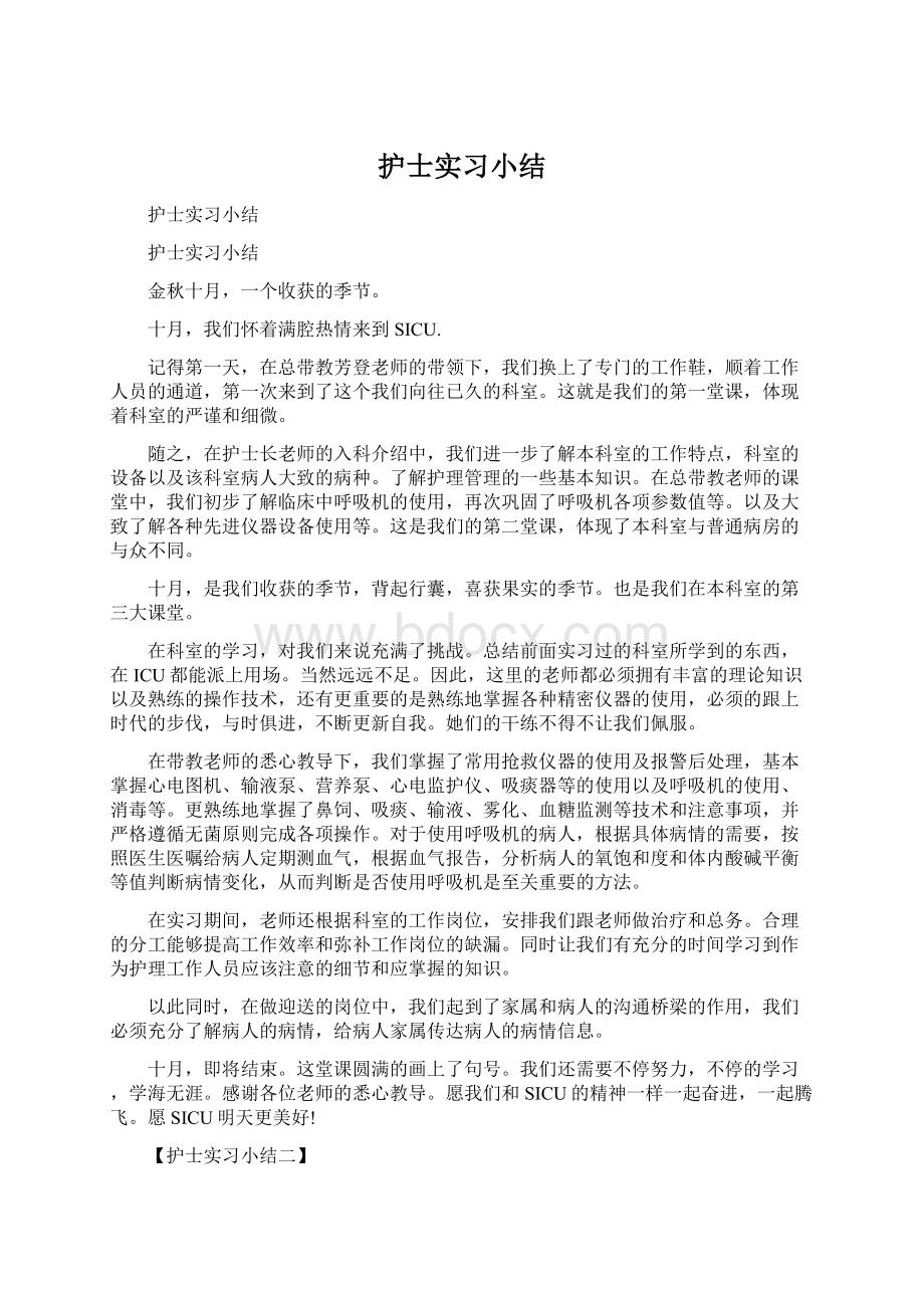 护士实习小结.docx