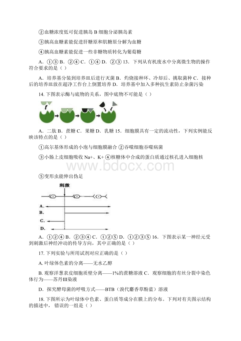 学年上海中学第一期期中生命科学试题.docx_第3页