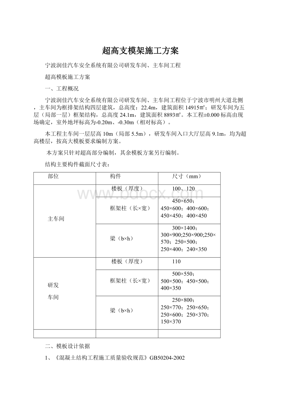 超高支模架施工方案文档格式.docx