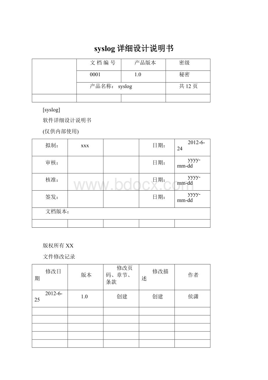 syslog详细设计说明书Word文件下载.docx