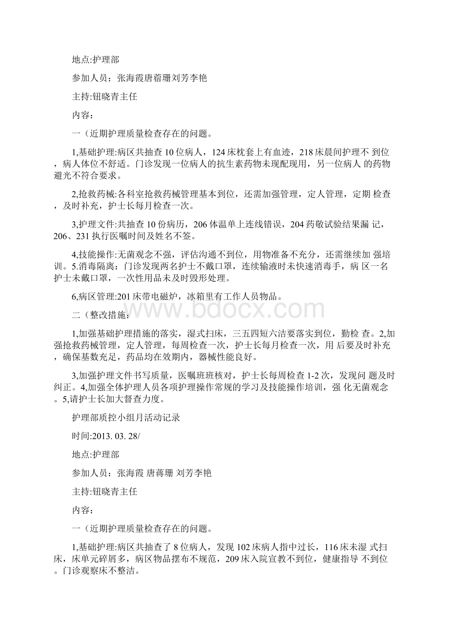 护理部质控小组月活动记录.docx_第2页