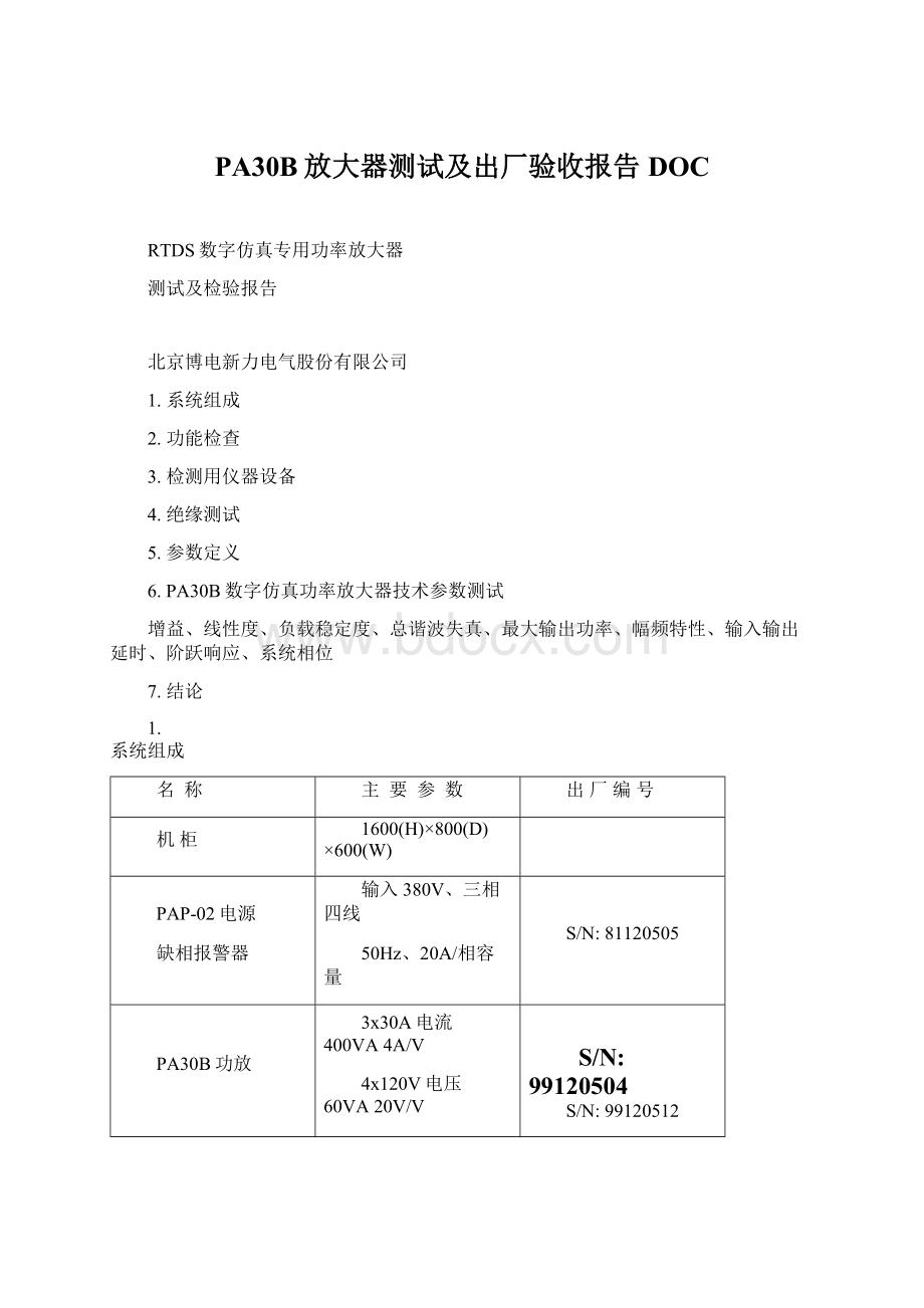 PA30B放大器测试及出厂验收报告DOC.docx_第1页