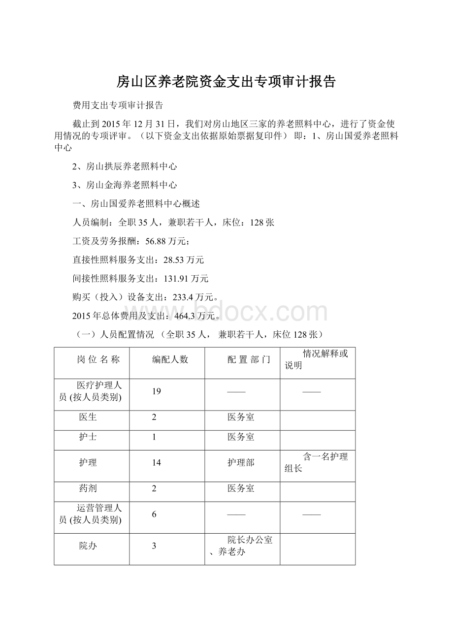 房山区养老院资金支出专项审计报告.docx