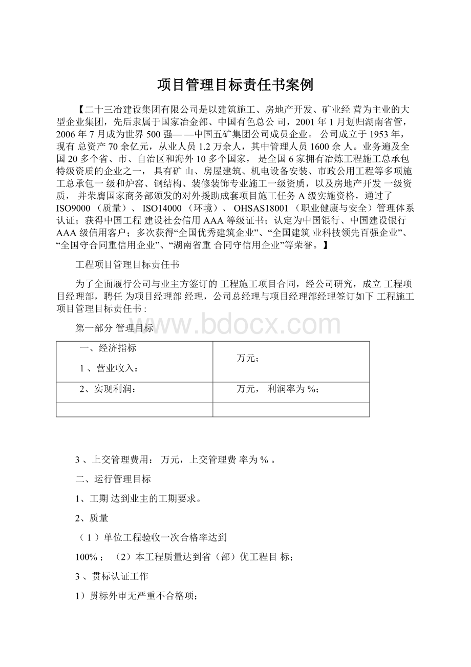 项目管理目标责任书案例.docx