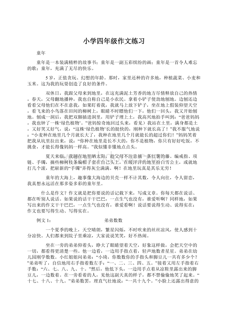 小学四年级作文练习Word文档下载推荐.docx_第1页