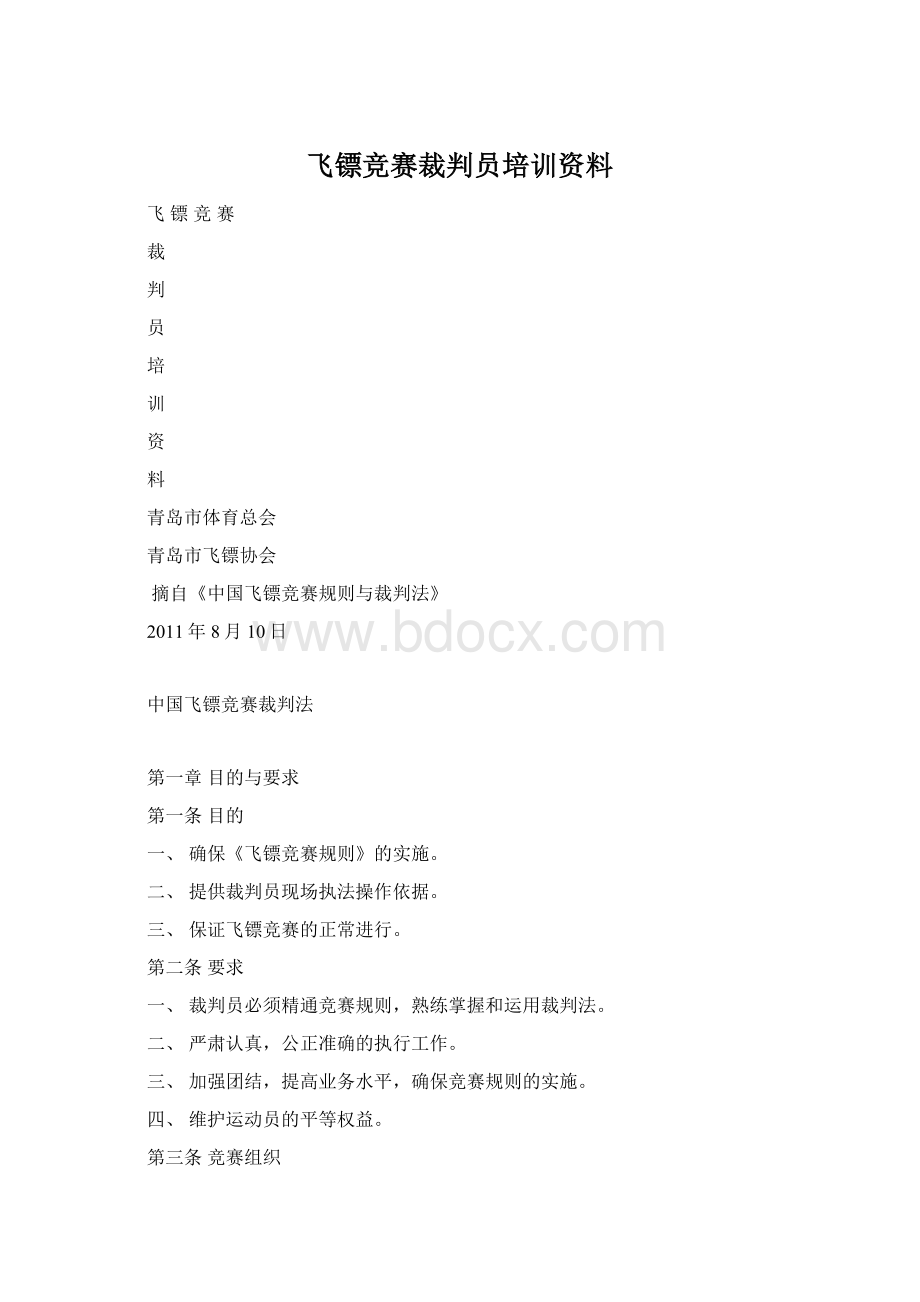 飞镖竞赛裁判员培训资料Word下载.docx