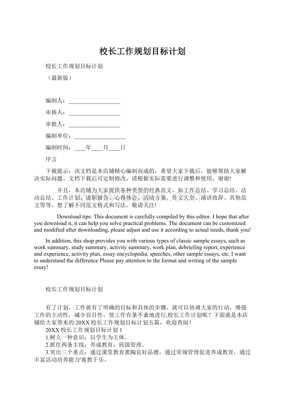 校长工作规划目标计划.docx