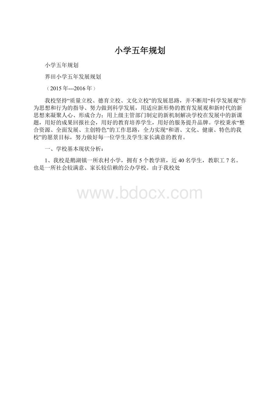 小学五年规划.docx_第1页