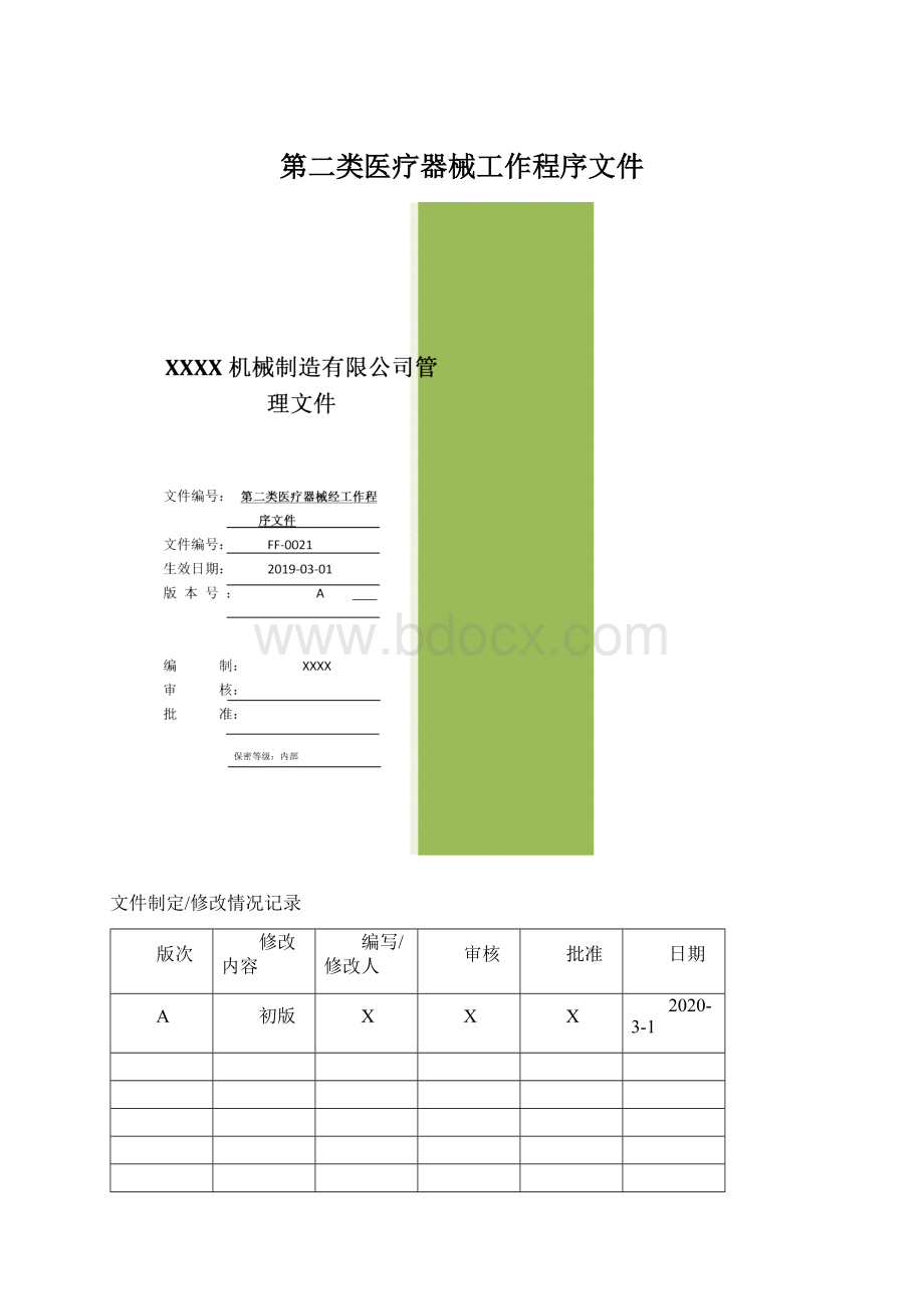 第二类医疗器械工作程序文件.docx_第1页