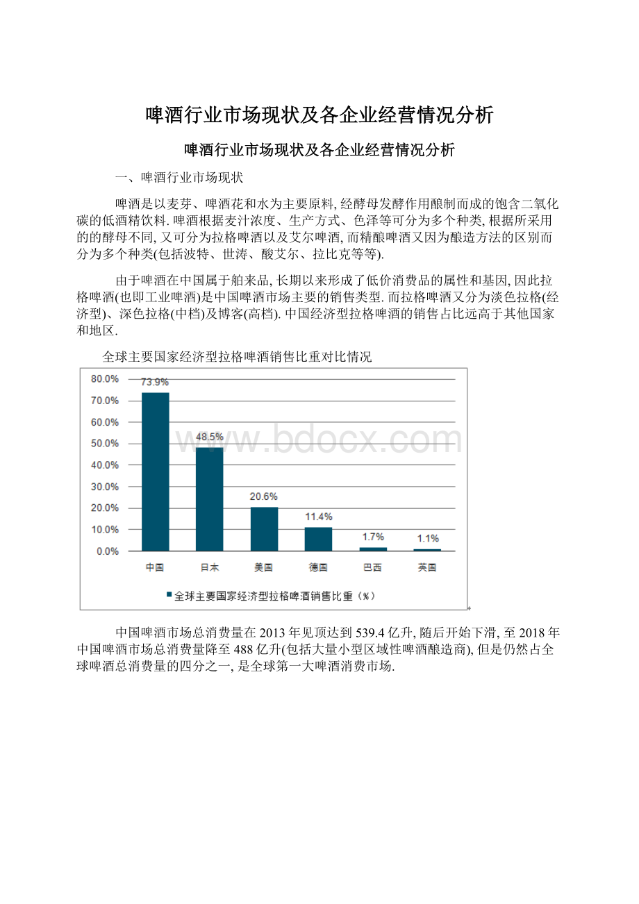 啤酒行业市场现状及各企业经营情况分析.docx