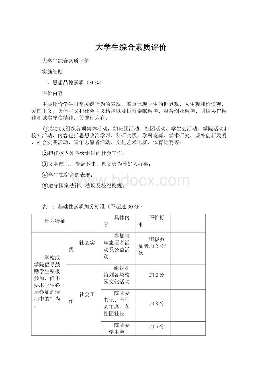 大学生综合素质评价文档格式.docx