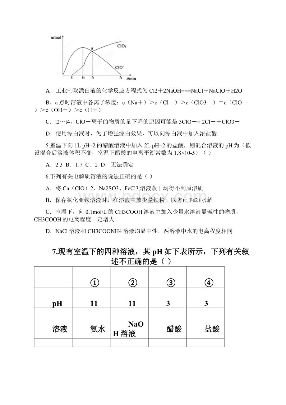 届《创新方案》高考化学大一轮复习 第八章 电解质溶液 检测二.docx_第2页