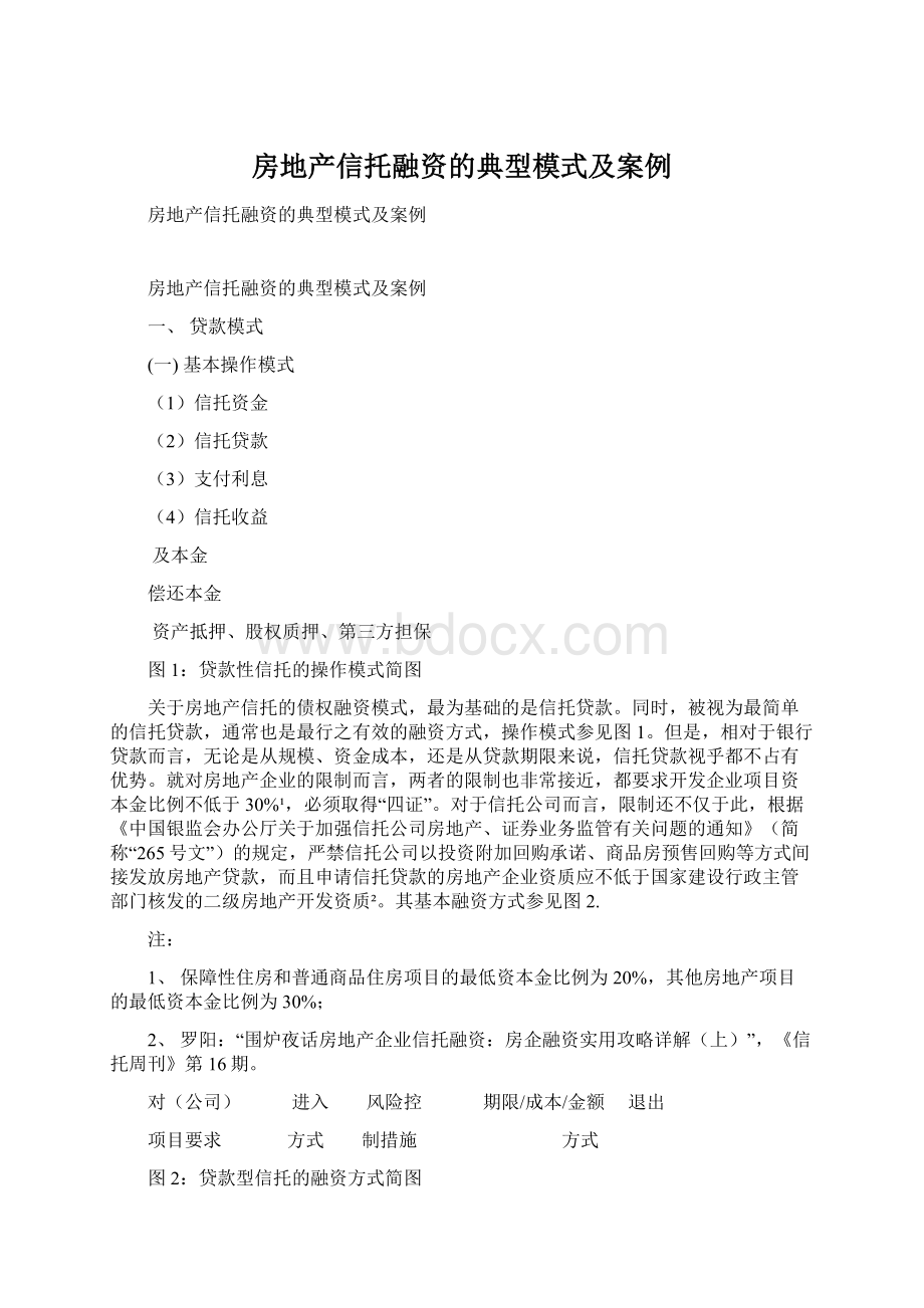 房地产信托融资的典型模式及案例文档格式.docx